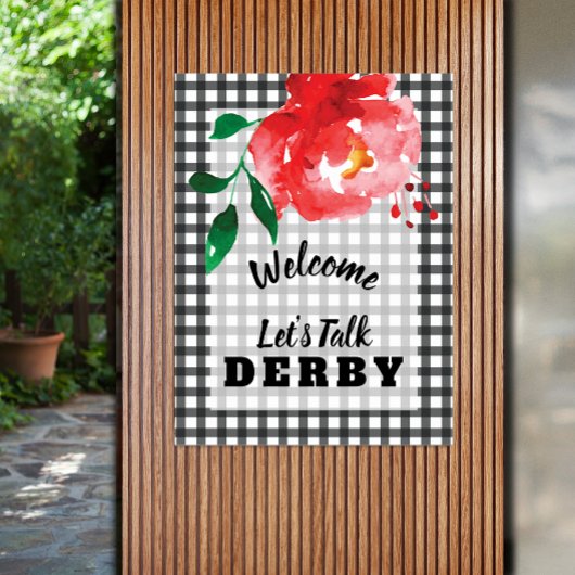 Praten Derby to Me Red Rose op Gingham Welkom Poster