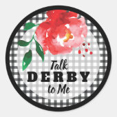 Praten Derby to Me Roos op Gingham Ronde Sticker (Voorkant)