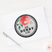 Praten Derby to Me Roos op Gingham Ronde Sticker (Envelop)