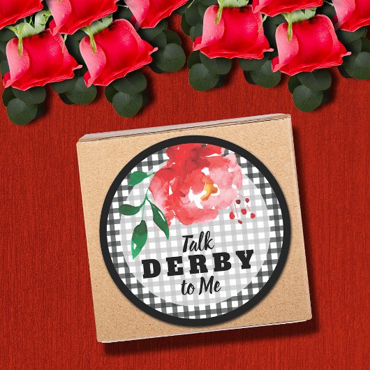 Praten Derby to Me Roos op Gingham Ronde Sticker