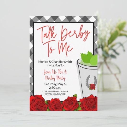 Praten Derby voor Rozen van Paarden met paardenrac Kaart (Staand voorkant)