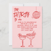 Praten Dertig Rood Roze Getrokken 30e Foto Leuke V Kaart (Voorkant)