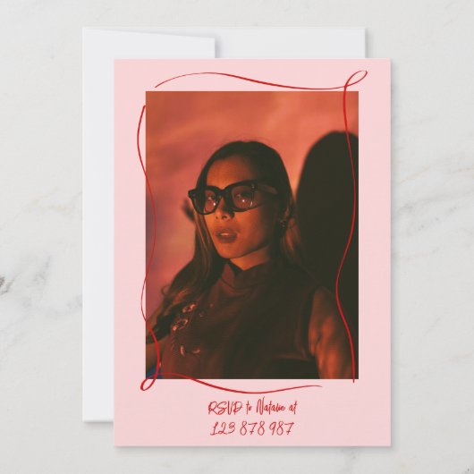 Praten Dertig Rood Roze Getrokken 30e Foto Leuke V Kaart (Achterkant)