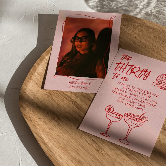 Praten Dertig Rood Roze Getrokken 30e Foto Leuke V Kaart