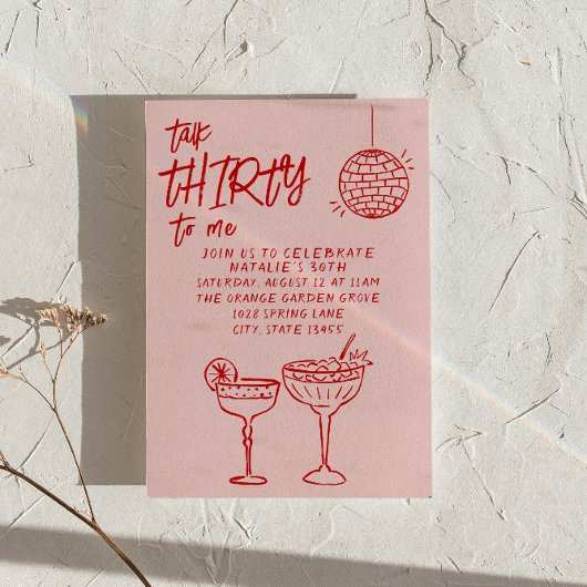 Praten Dertig Rood Roze Getrokken 30e Foto Leuke V Kaart