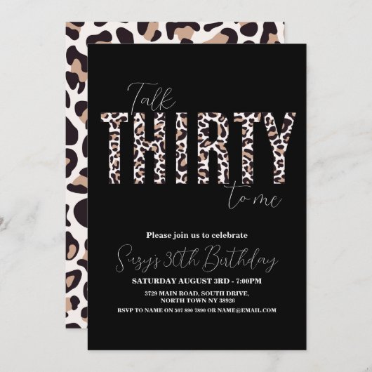 Praten Dertig tot Me Leopard Chic Vrouwen Verjaard Kaart (Voorkant / Achterkant)