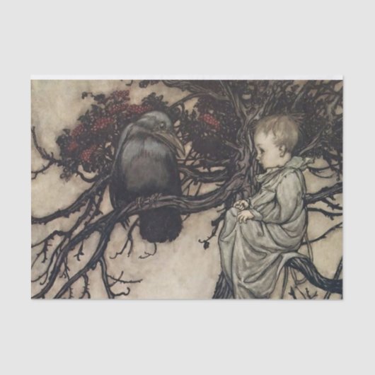 “Praten met de vogels” door Arthur Rackham Tissuepapier (Voorkant)