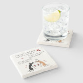 Praten met de wijn grappige kat stenen onderzetter (Zijkant)