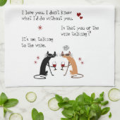 Praten met de wijn grappige kat theedoek (Gevouwen)