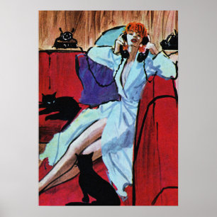 Praten met vriendjes Retro Pulp Cover Art Poster