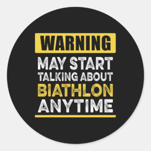Praten over Biathlon Anytime Funny Biatleet Ronde Sticker