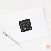 praten over liefde, bruiloft vierkante sticker (Envelop)