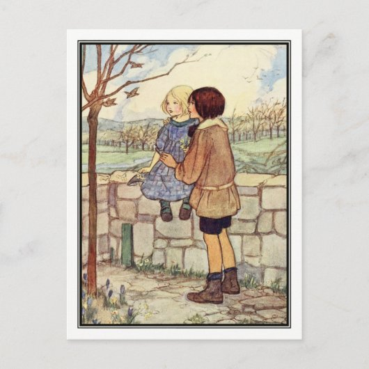 Praten van Florence Harrison over kinderen in apri Briefkaart (Voorkant)