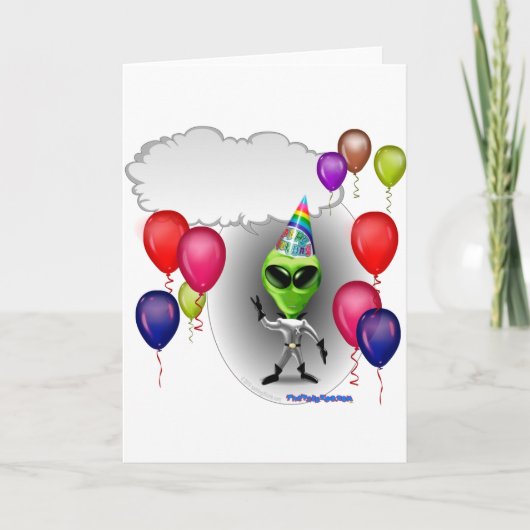 Praten Verjaardagsfeestje Alien Kaart (Voorkant)