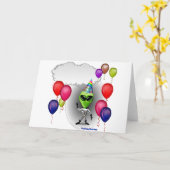 Praten Verjaardagsfeestje Alien Kaart (Gele Bloem)