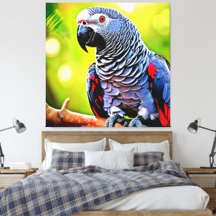 Pratende Afrikaanse grijze papegaai Canvas Afdruk