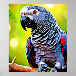 Pratende Afrikaanse grijze papegaai Poster