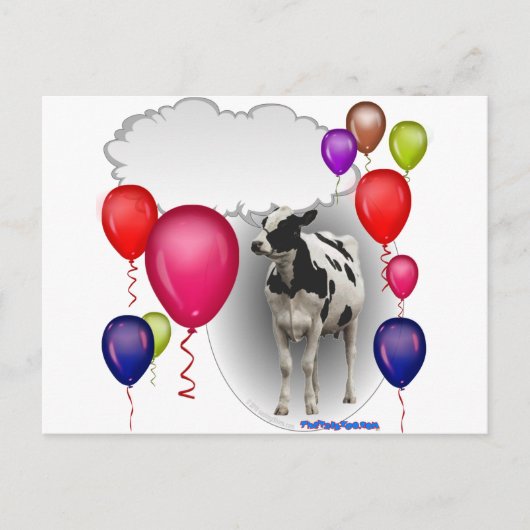 Pratende verjaardag koe briefkaart (Voorkant)