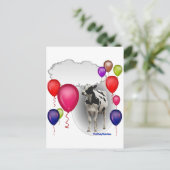 Pratende verjaardag koe briefkaart (Staand voorkant)