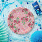 Prato de Papel Flores e joaninhas Papieren Bordje (Feest)