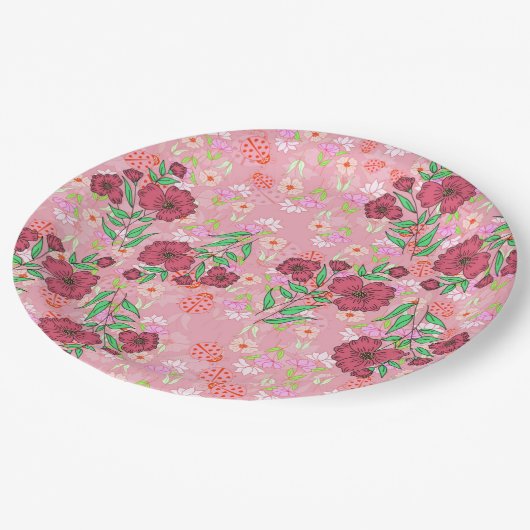 Prato de Papel Flores e joaninhas Papieren Bordje (Gekanteld)