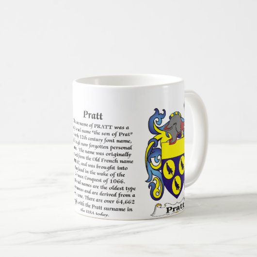 Pratt Gezinsbekleding van de mok van wapens (Voorkant rechts)