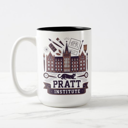 Pratt institute tweekleurige koffiemok (Links)