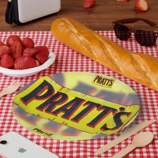 Pratten,  Enamel-teken. Papieren Bordje (Picknick)