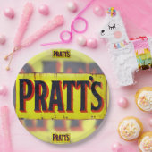 Pratten,  Enamel-teken. Papieren Bordje (Feest)