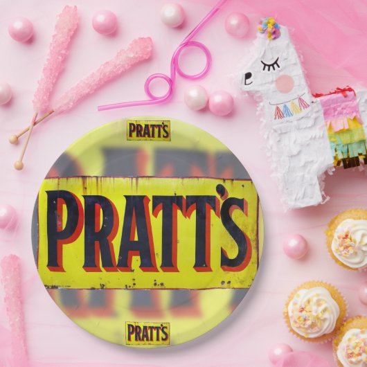 Pratten,  Enamel-teken. Papieren Bordje (Feest)