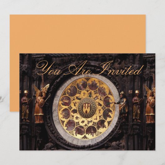 Prauge Clock Decoration Invitation Kaart (Voorkant / Achterkant)