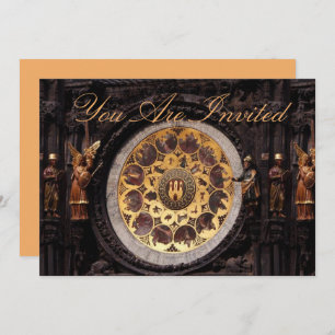 Prauge Clock Decoration Invitation Kaart