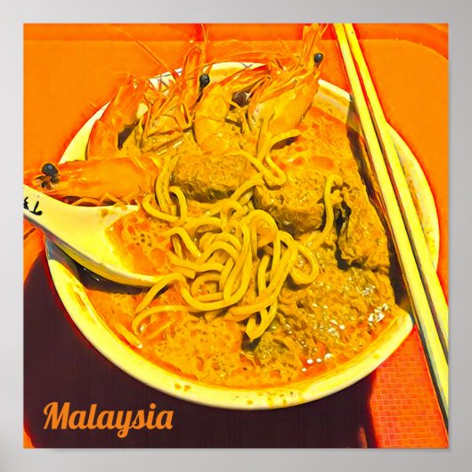 Prawn Laksa foodie Maleisië - reizen Poster (Voorkant)