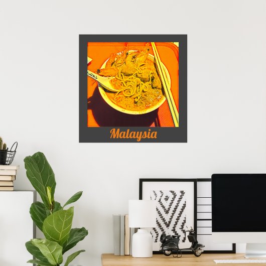 Prawn Laksa foodie Maleisië - reizen Poster (Thuiskantoor)