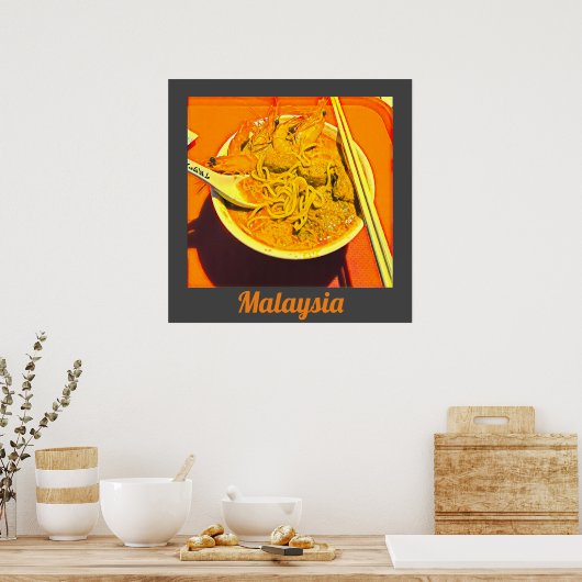 Prawn Laksa foodie Maleisië - reizen Poster (Keuken)