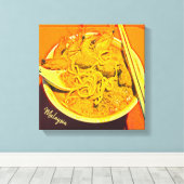Prawn Laksa Maleisië foodie-reisdruk Canvas Afdruk (Insitu (Houten vloer))