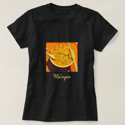 Prawn Laksa spicy foodie-reis T-shirt (Design voorkant)