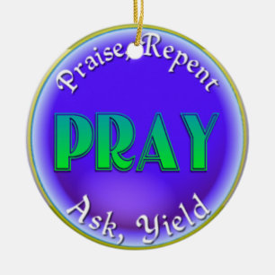 PRAY ACRONYM CHRISTELIJK ORNAMENT CHRISTMAS