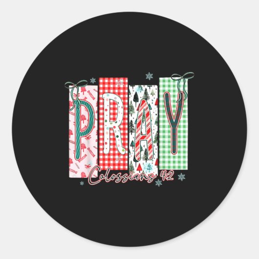 Pray Christmas Santa Coquette Bow Women Girls  Ronde Sticker (Voorkant)