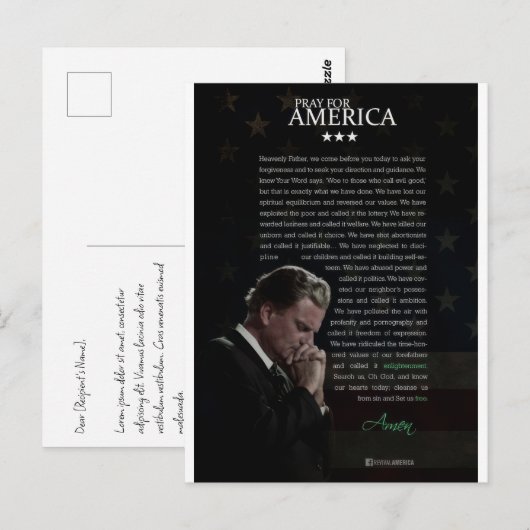 Pray for America Briefkaart (Voorkant / Achterkant)