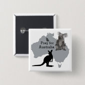 Pray for Australia Vierkante Button 5,1 Cm (Voorkant /achterkant)