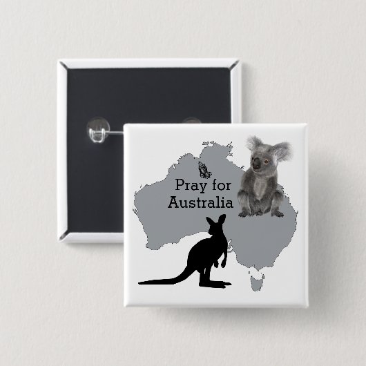 Pray for Australia Vierkante Button 5,1 Cm (Voorkant /achterkant)