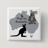Pray for Australia Vierkante Button 5,1 Cm (Voorkant)
