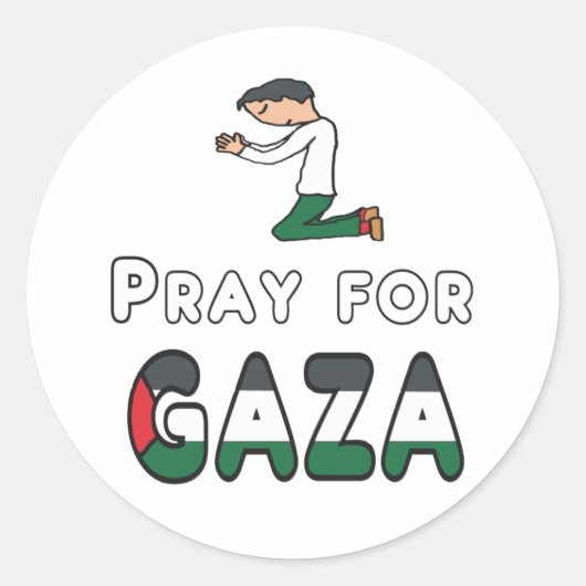 Pray for Gaza Ronde Sticker (Voorkant)