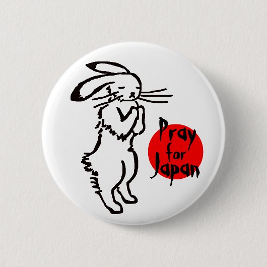 Pray for Japan(1 rabbit) Ronde Button 5,7 Cm (Voorkant)