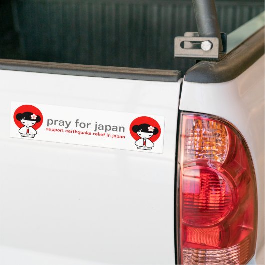 Pray for Japan Kokeshi Doll Bumpersticker (Op Truck)