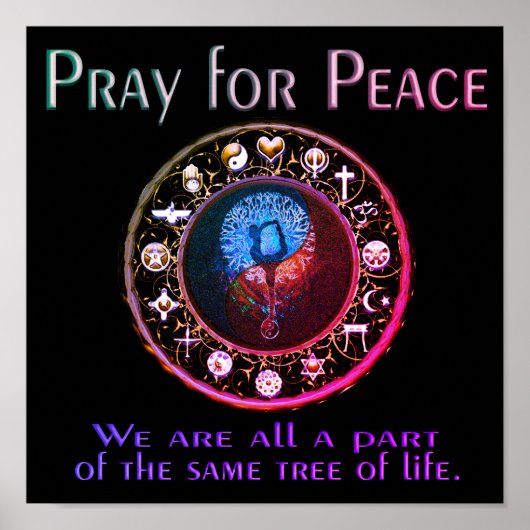 Pray for Peace Rainbow-kleuren Poster (Voorkant)