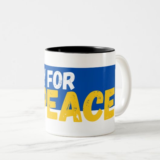 Pray for Peace Tweekleurige Koffiemok (Voorkant rechts)