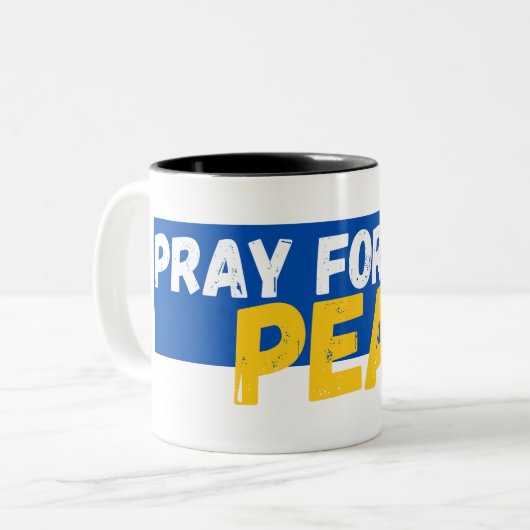 Pray for Peace Tweekleurige Koffiemok (Voorkant links)