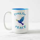 "Pray for PEACE" vreedzame tekst Tweekleurige Koffiemok (Links)